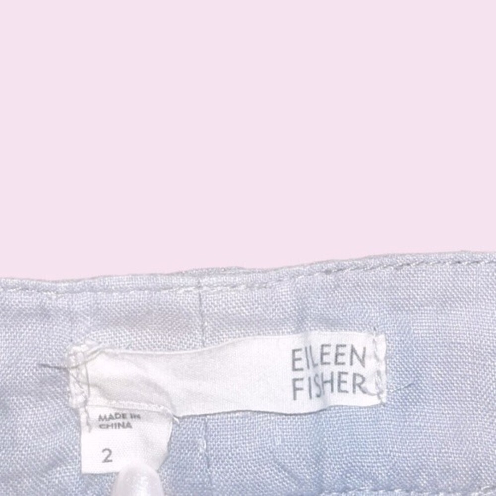 Eileen Fisher 100% Organic Linen Pants Light Grey Cropped Coastal Womens Size 2 - Picture 3 of 8